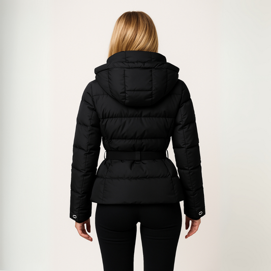 Women’s Belted Puffer Jacket – Contemporary Fitted Design