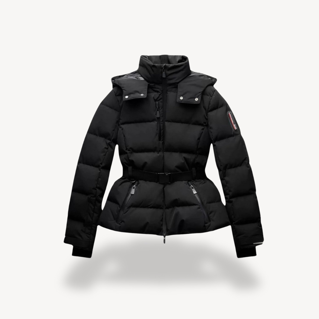 Women’s Belted Puffer Jacket – Contemporary Fitted Design