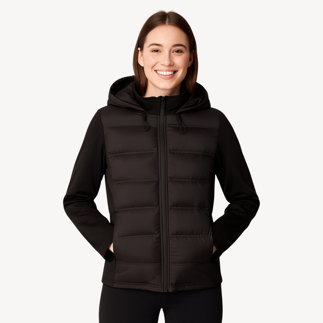 Women’s Hooded Puffer Jacket – Quilted Longline Design