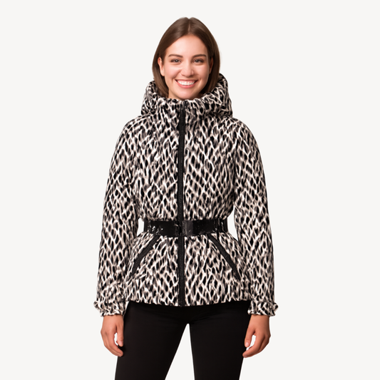 Women’s Hooded Belted Puffer Jacket – Quilted Longline Design