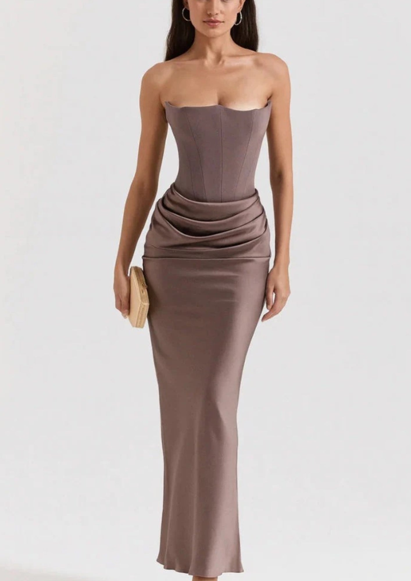 Women’s Strapless Maxi Dress – Clean Cut Design for Formal Occasions