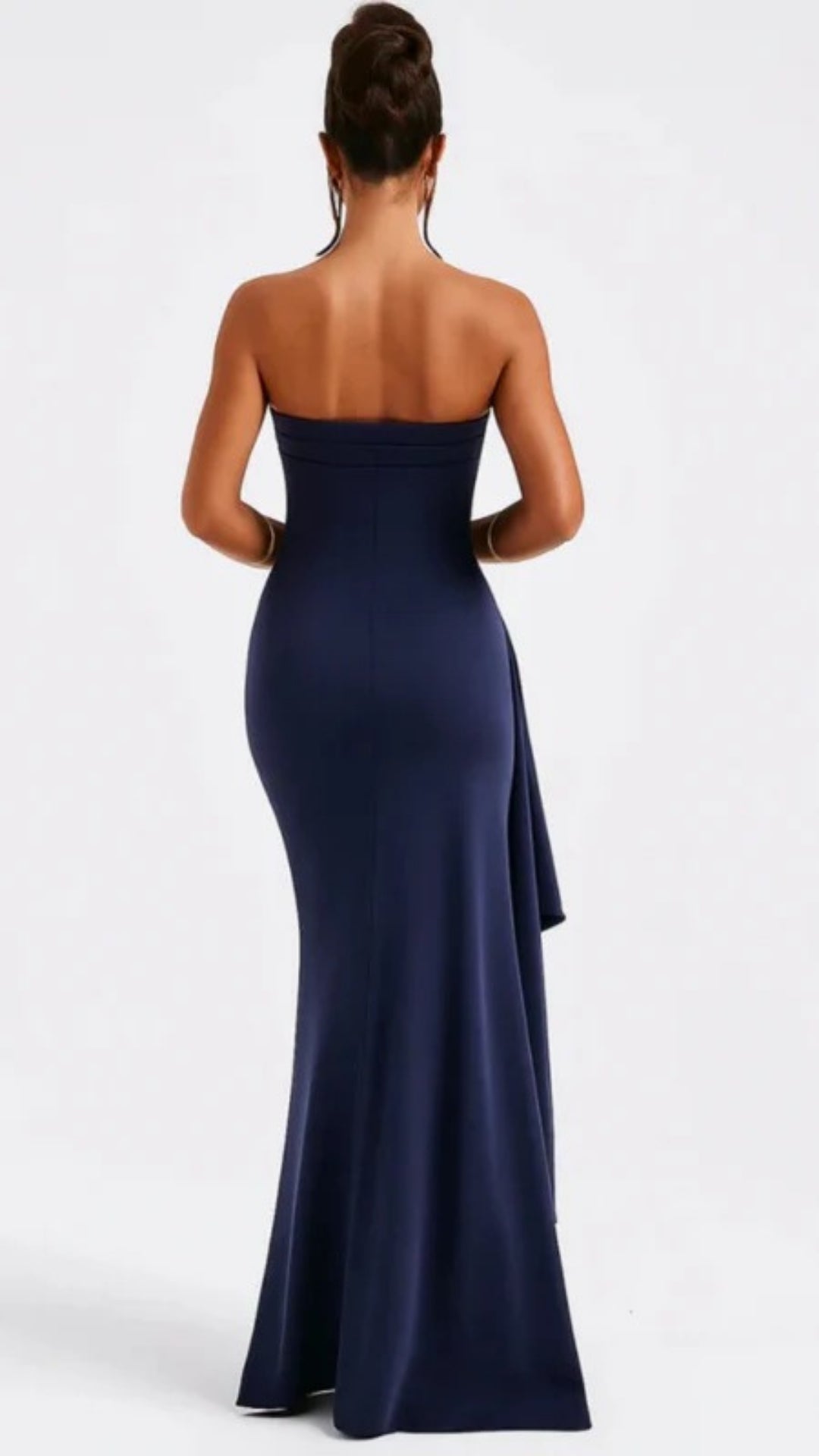 Women’s Strapless Maxi Dress – High Slit Design for Evening Events