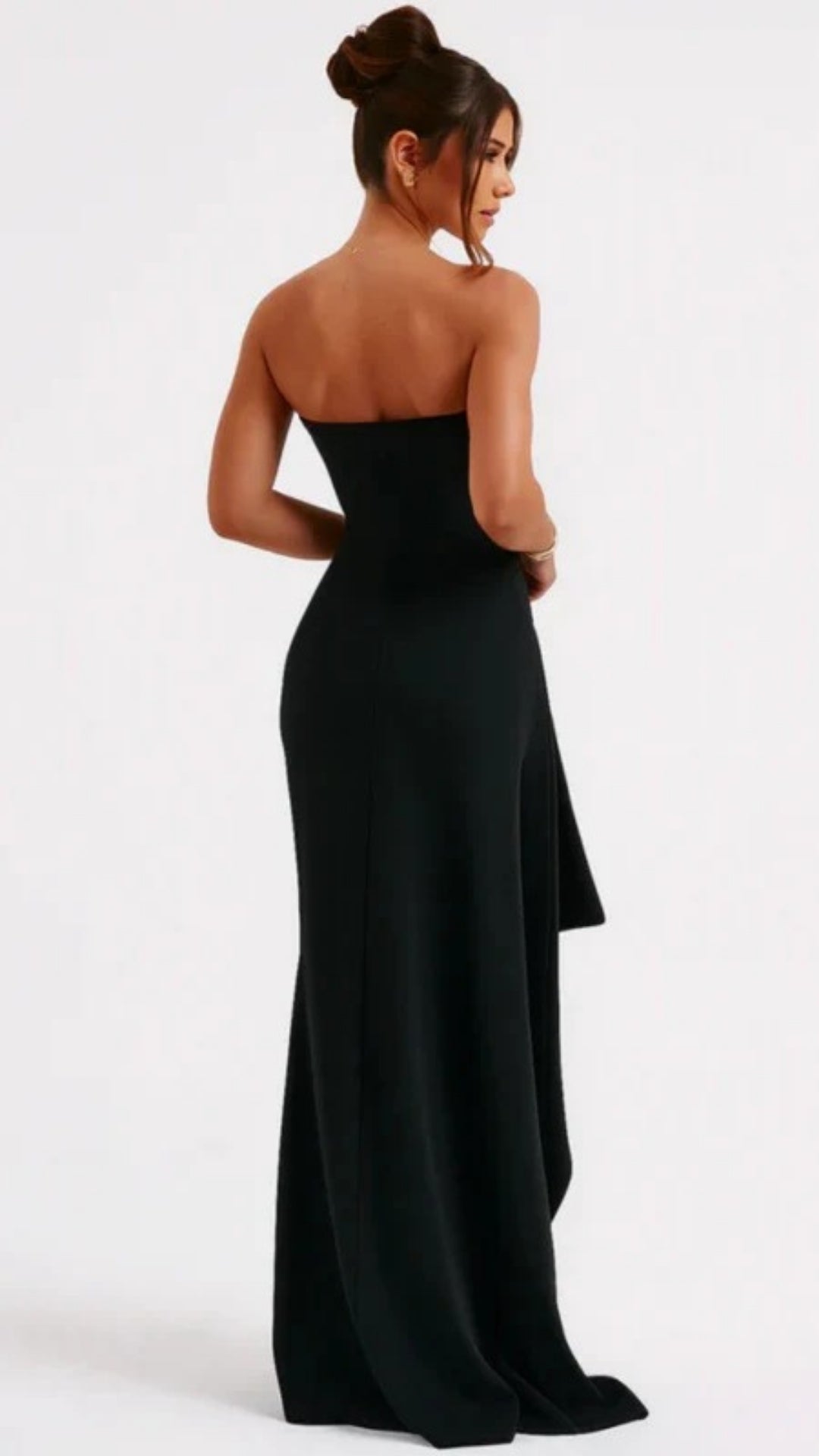 Women’s Strapless Maxi Dress – High Slit Design for Evening Events